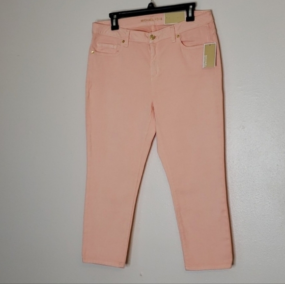 Michael Michael Kors Izzy Skinny Ankle Cropped Jeans Pant Dusty Coral Designer - Picture 1 of 14